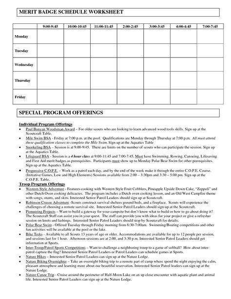 Personal Management Merit Badge Worksheets Library