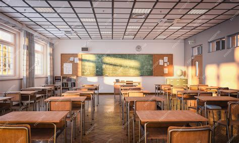 Premium Photo Interior Views Of An Empty Japanese Style Classroom 3d Render