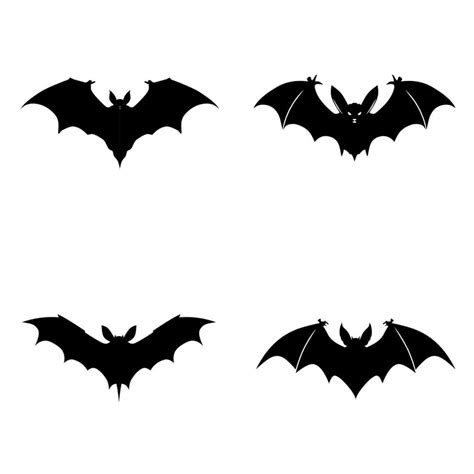 Four black and white vector design of bat animals on a white background 27996985 Vector Art at ...