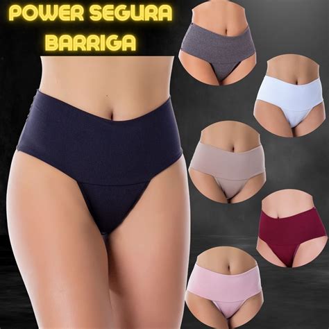 Kit 10 Calcinha Power Fitness Cintura Alta Cos Duplo Segura Barriga