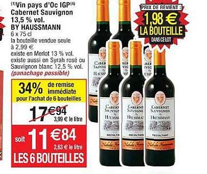 Offre Vin Rouge Haussmann Cabernet Sauvignon Pays Oc Chez Franprix