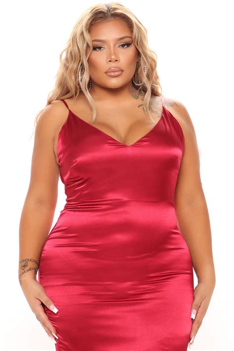 Always Flaunting Satin Maxi Dress Burgundy Fashion Nova