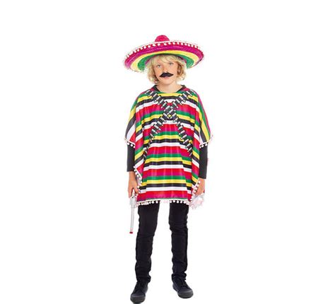 D Guisement Mexicain Poncho Multicolore Enfant