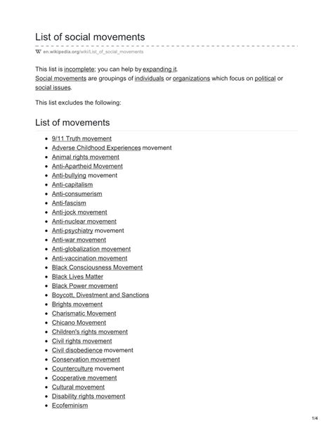 List of Social Movements - DocsLib