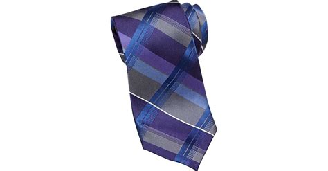 Calvin Klein Blue And Purple Plaid Narrow Tie Mens Brands Mens