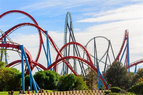 View Roller Coaster Shambala And Red Dragon In Portaventura Park Of