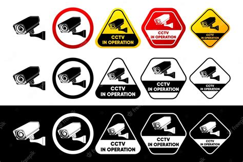 Premium Vector | Fixed cctv collection of signs cctv simple video surveillance closed circuit ...