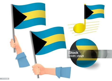 Bahamas Flag Icon Set Stock Illustration Download Image Now Bahamas