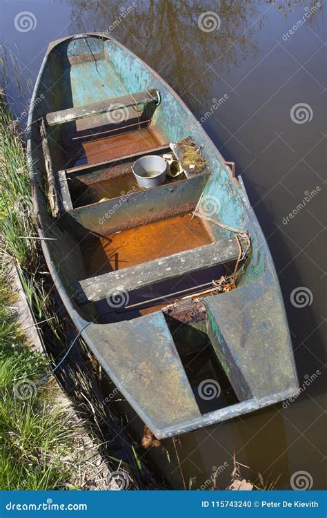 Old Metal Rusty Rowing Boat Stock Photo Image Of Grass Vessel 115743240