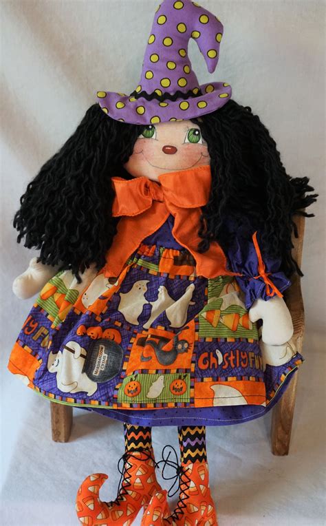 Halloween Witch Rag Doll 23 Inch Handmade Cloth Doll Etsy Art Dolls