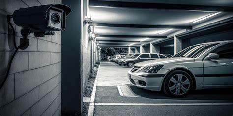 Premium AI Image | A security camera surveilling cars in a covered ...