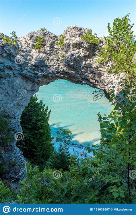 View Of Lake Michigan From Archs Rock On Mackinac Island Stock Image