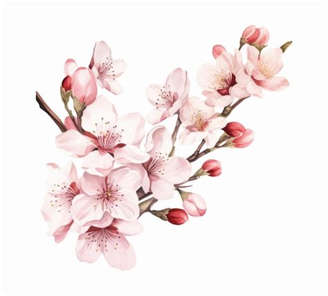 Premium Vector Set Of Cherry Blossom Flowers Isolated On White Background