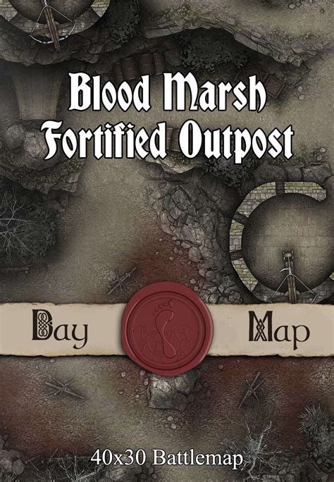 40x30 Battlemap Blood Marsh Fortified Outpost Seafoot Games Camps