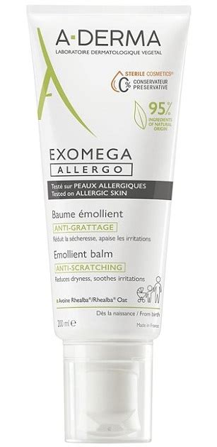 Baume émollient Anti Grattage Exomega Allergo A Derma