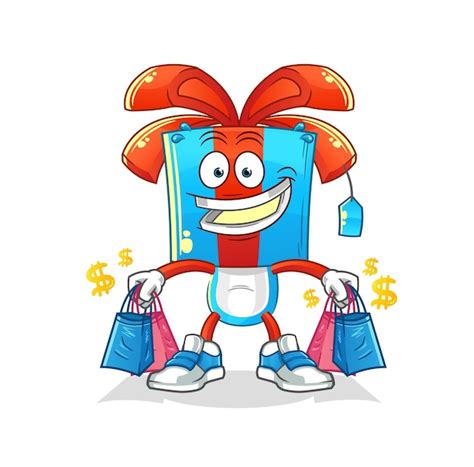 Cadeau T Te Dessin Anim Shopping Mascotte Vecteur De Dessin Anim