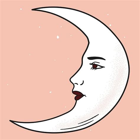 Vintage Crescent Moon Face