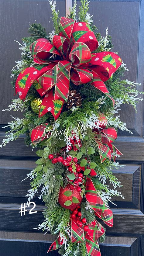 Christmas Swag Christmas Buffalo Plaid Swag Farmhouse Holiday Swag Rustic Wreath Country