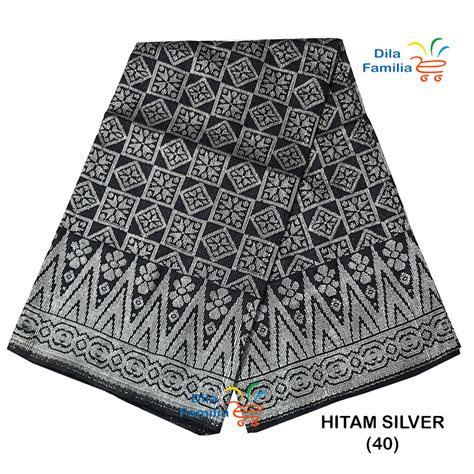 Sampin Songket Hitam Silver Emas Gold Tenun Siap Jahit Meter Samping