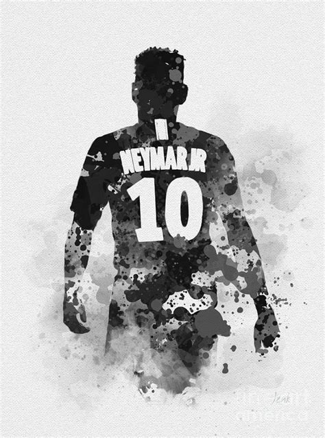 Neymar Black And White Mixed Media By New Inspiration Fine Art America