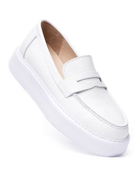 Mens Chunky Loafers In White Martin Valen