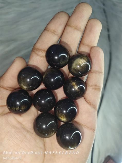 Natural Gold Sheen Obsidian Sphere For Decoration At Piece In