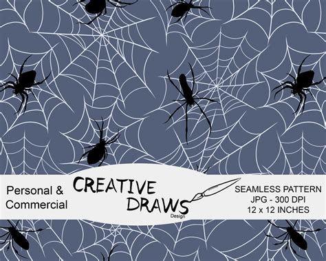 Spider and Web Seamless Pattern Spiderweb Digital Repeat - Etsy