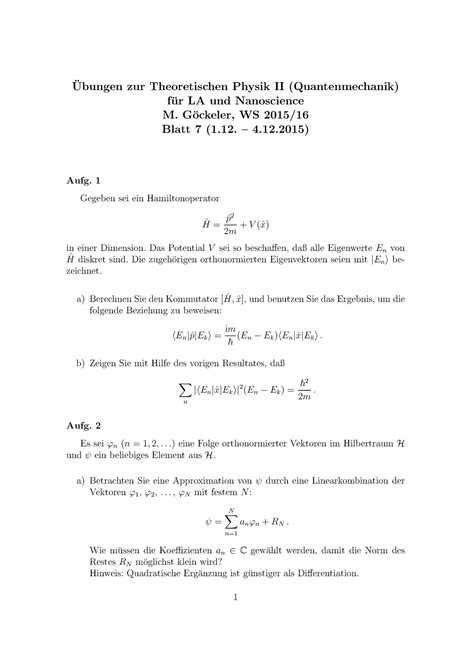 Bungen Blatt Ubungen Zur Theoretischen Physik Ii