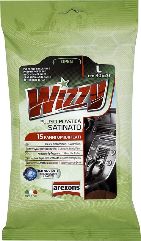 Arexons Wizzy 15 Panni Imbibiti Monouso Salviettine Pulisci Plastica