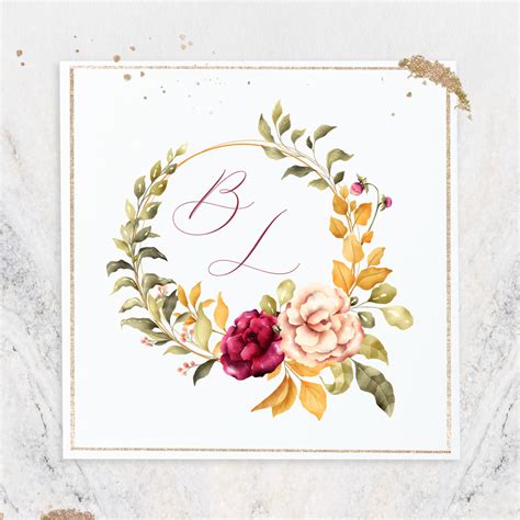 Brasão Monograma Floral Marsala Casamento Digital Elo7