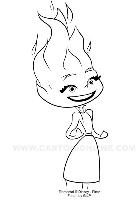 Desenho De Ember De Elemental Disney Pixar Para Colorir