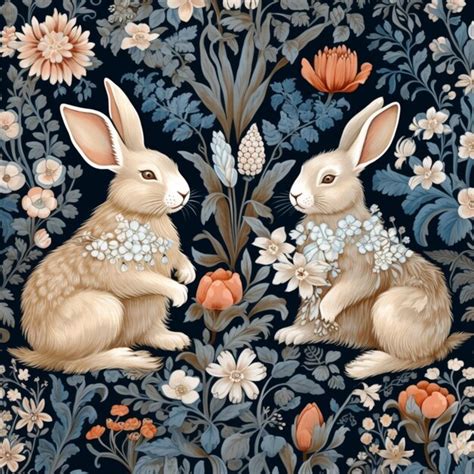 Premium Ai Image There Are Two Rabbits Sitting Next To Each Other In