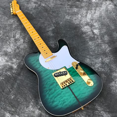 Custom Shop Green Burst Electric Guitar With Quilted Maple Top High