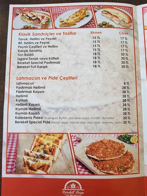 Menu At Bereket F R N Nicosia Evren Pa A Cd