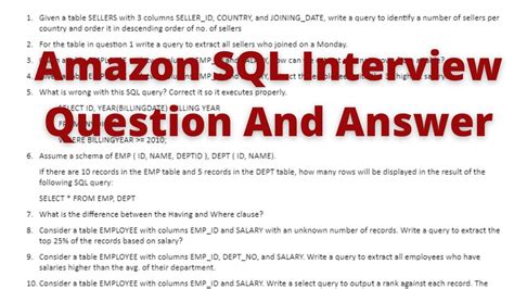 1 Amazon Sql Interview Question And Answer Sql Practice Exercises Amazon Interview Question And