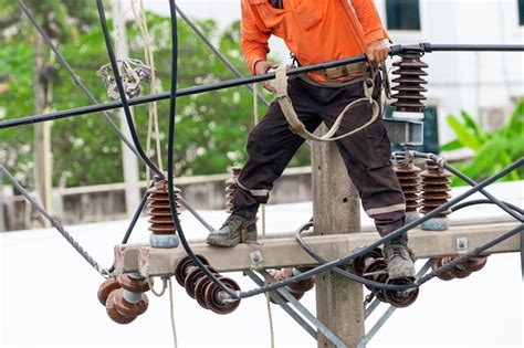 Entretien Des Lignes électriques à Haute Tension électricien Au Travail