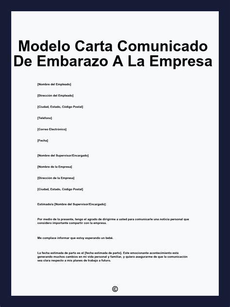 Modelo Carta Comunicado De Embarazo A La Empresa