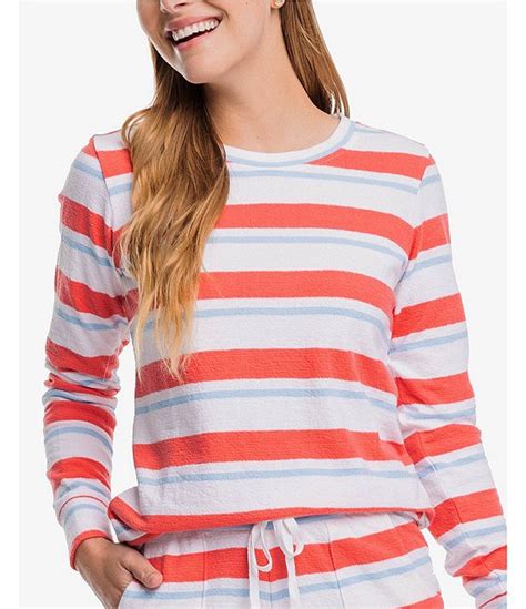 Southern Tide Lana Striped Print Crew Neck Long Sleeve Sweatshirt