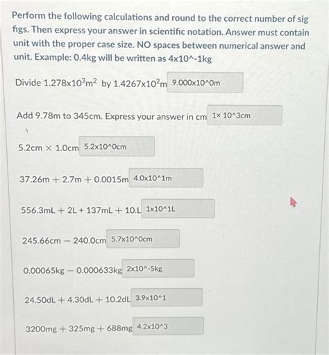 Solved Perform The Following Calculations And Round To The Chegg