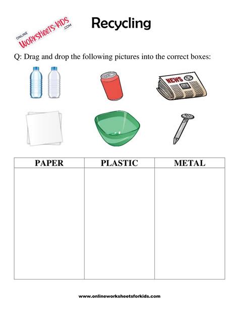 Reduce Reuse Recycle Worksheet