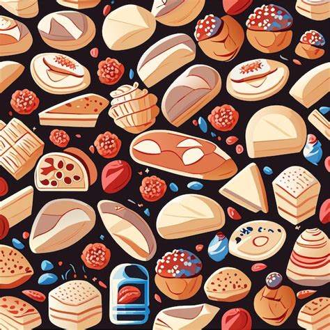 Bakery Seamless Pattern Or Background Design Doodle Vector Illustration