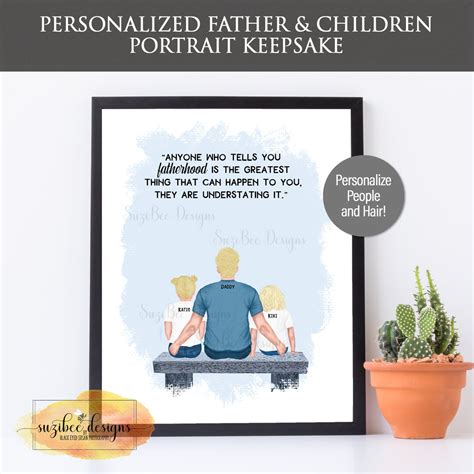 Personalized Father's Day Portrait Card or Gift Print, Family Keepsake ...