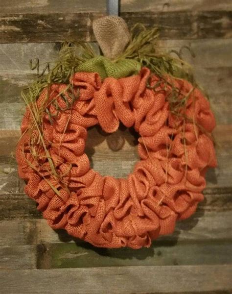 Rustic Burlap Pumpkin Wreath 16 Inches In Diameter Fall Wreath Autumn Wreath Pumpkin Wreath