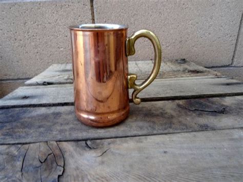 Vintage Copper Mug Tankard Stein Copper With Brass Handle Etsy