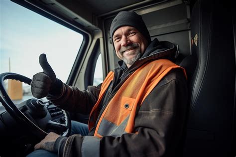 Premium Photo A Man In An Orange Vest Is Smiling And Giving A Thumbs Up