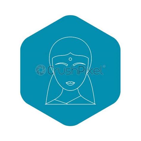 Indian Woman Icon Outline Style Stock Vector 6134164 Crushpixel