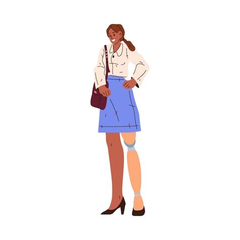 Premium Vector Female Character With Prosthetic Leg Businesslady