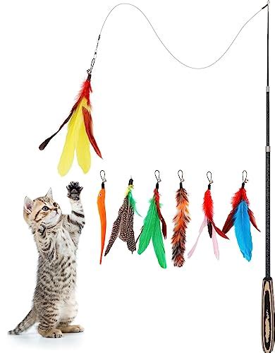 Pawaboo Lot De Jouets En Plumes Pour Chat Baguette Interactive