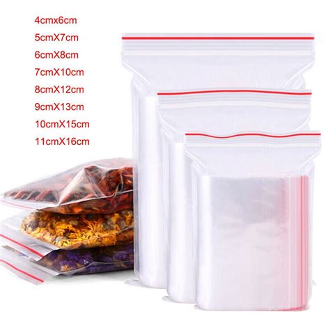 100PCS Cool Clear Ziplock Zipped Lock Reclose Plastic Small OPP Bags