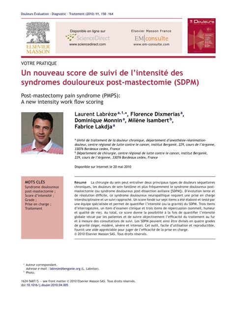 PDF Un nouveau score de suivi de lintensité des syndromes douloureux